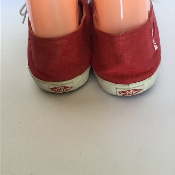 Vans size 8 canvas red white shoelaces rubber sole - Picture 5 of 10
